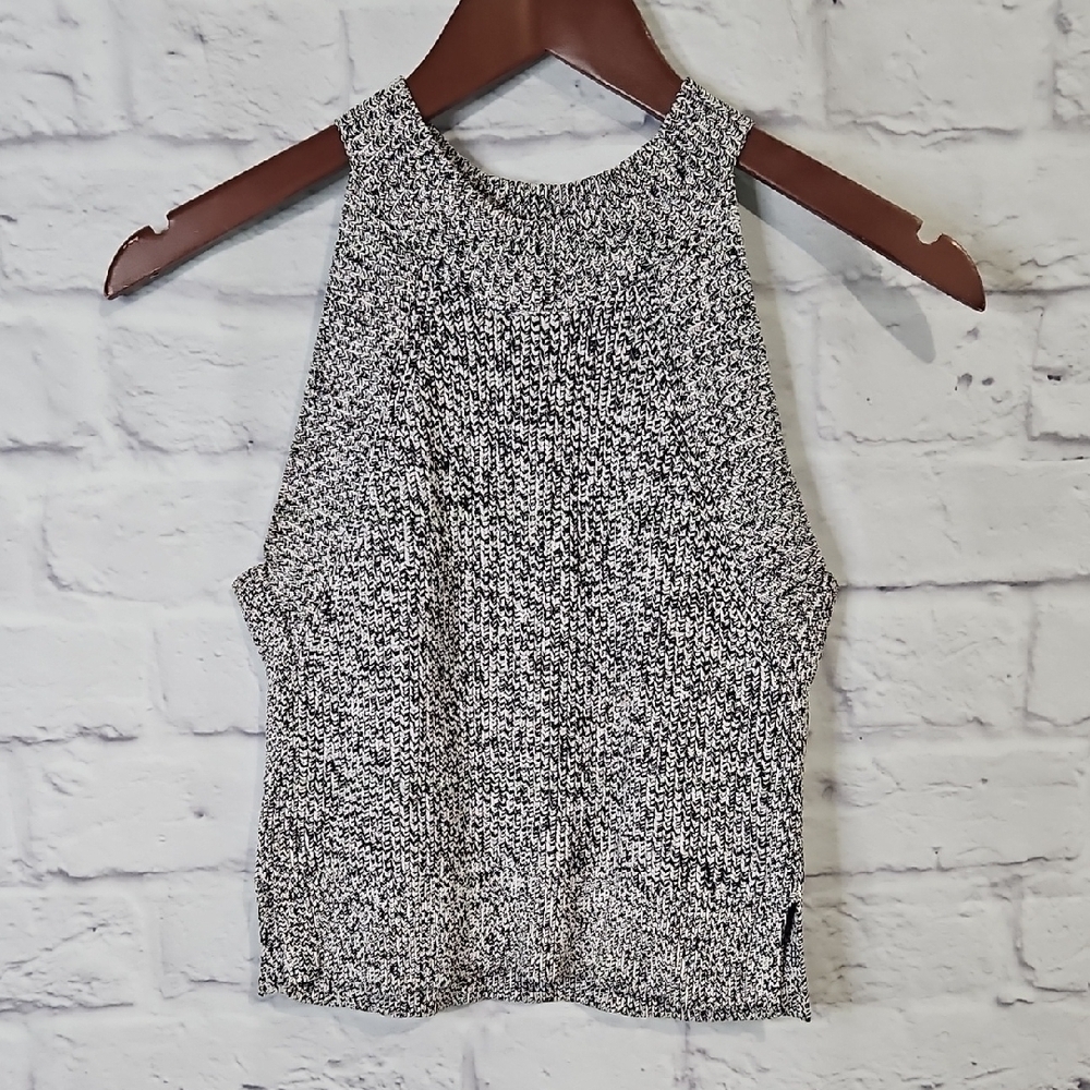 Wilfred Black and White High Neck Knit Crop Top